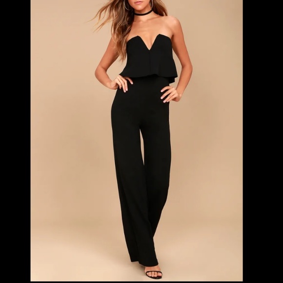 Lulus Pants - Lulu’s Power of Love Black Strapless Jumpsuit